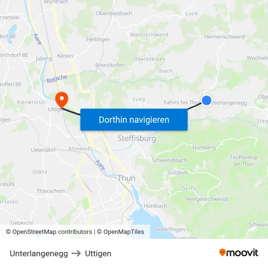 Unterlangenegg to Uttigen map