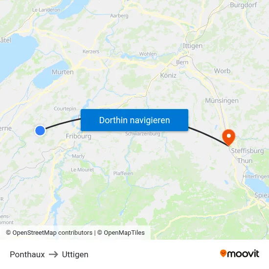 Ponthaux to Uttigen map