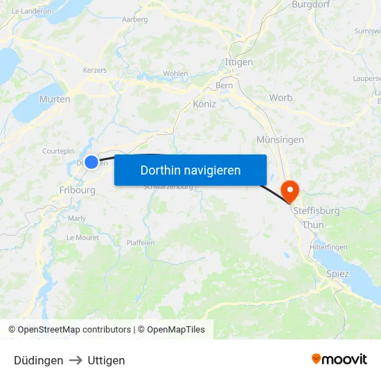 Düdingen to Uttigen map