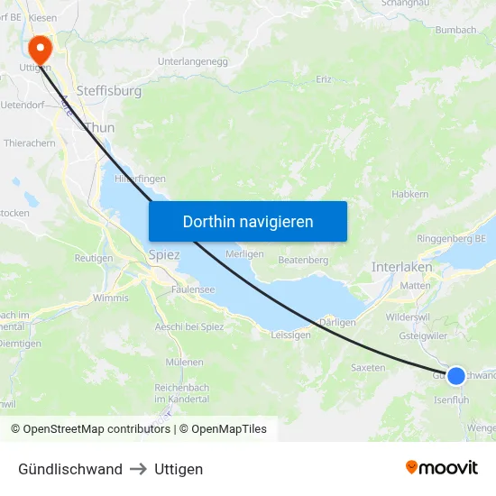 Gündlischwand to Uttigen map