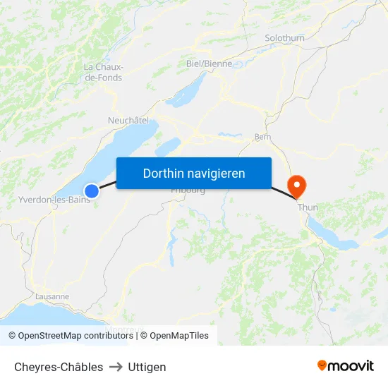 Cheyres-Châbles to Uttigen map