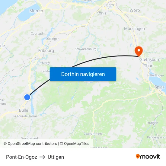 Pont-En-Ogoz to Uttigen map