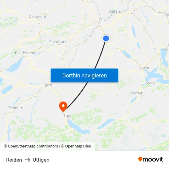 Reiden to Uttigen map