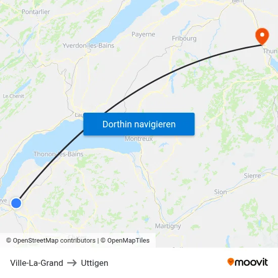 Ville-La-Grand to Uttigen map