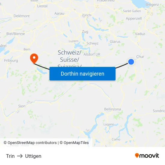 Trin to Uttigen map