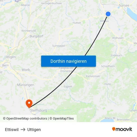 Ettiswil to Uttigen map