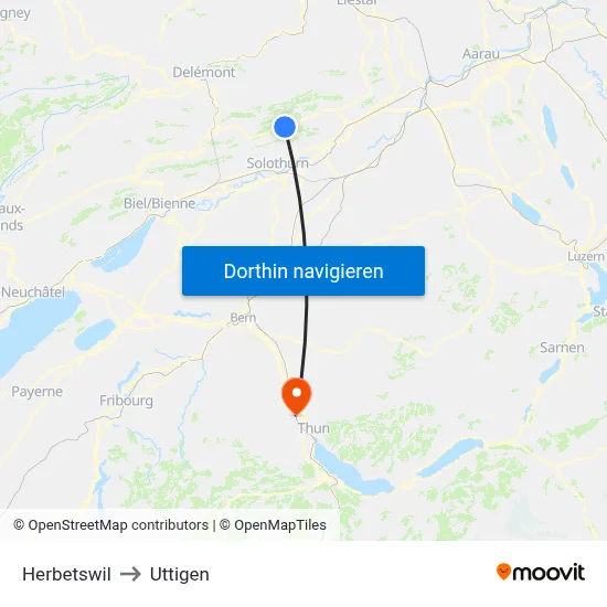 Herbetswil to Uttigen map