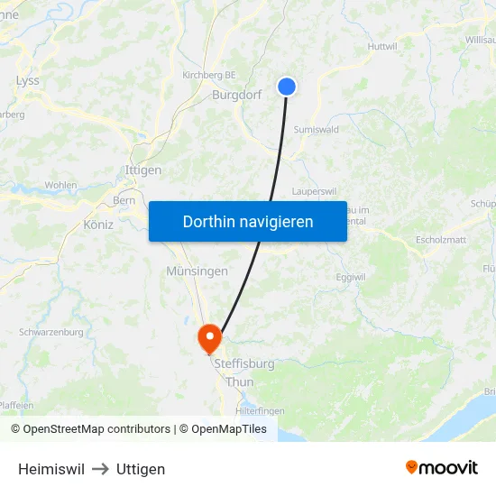 Heimiswil to Uttigen map