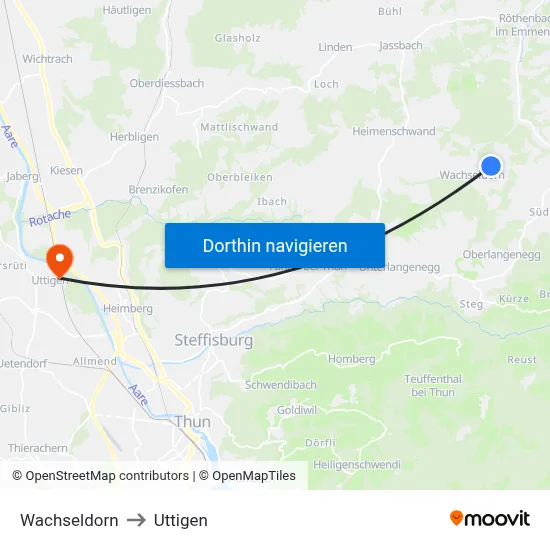 Wachseldorn to Uttigen map