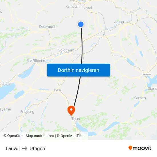 Lauwil to Uttigen map