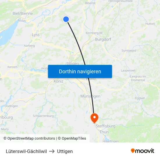 Lüterswil-Gächliwil to Uttigen map