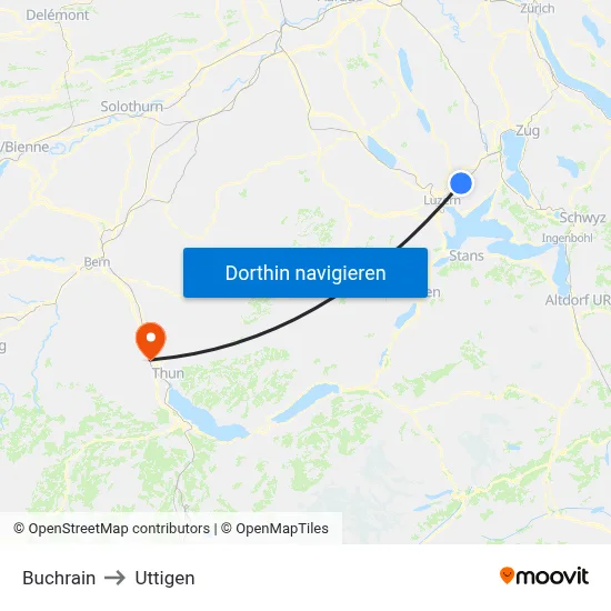 Buchrain to Uttigen map