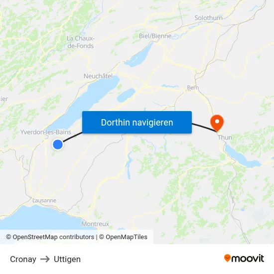 Cronay to Uttigen map