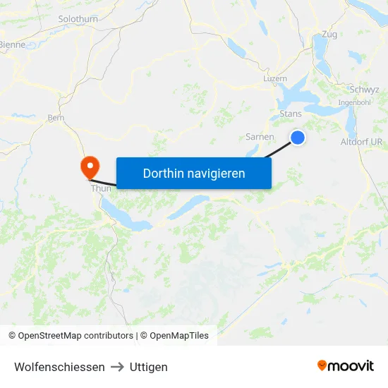 Wolfenschiessen to Uttigen map