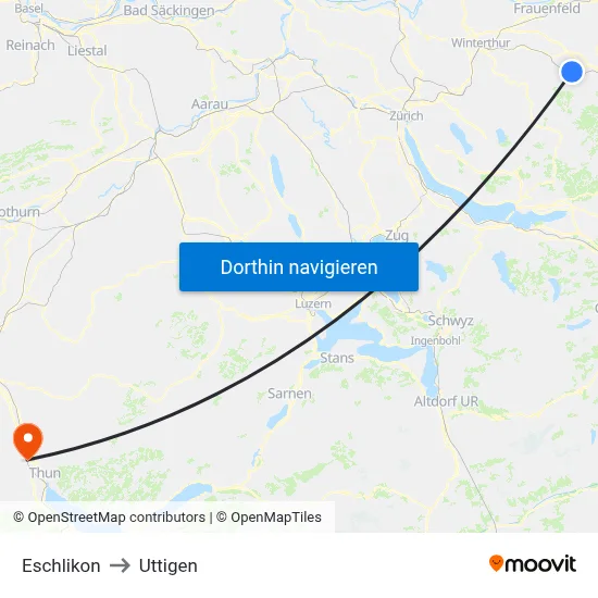 Eschlikon to Uttigen map