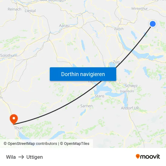 Wila to Uttigen map