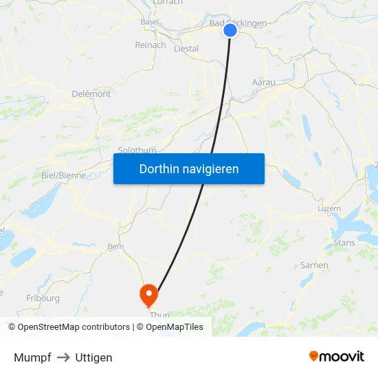 Mumpf to Uttigen map