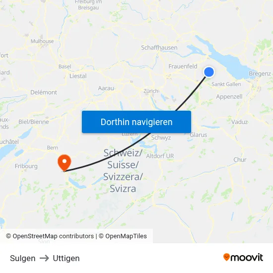 Sulgen to Uttigen map