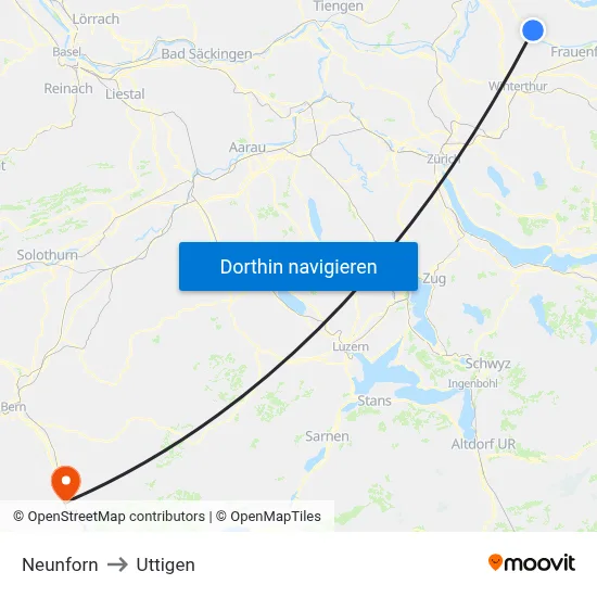 Neunforn to Uttigen map