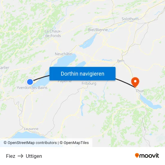 Fiez to Uttigen map