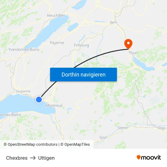 Chexbres to Uttigen map