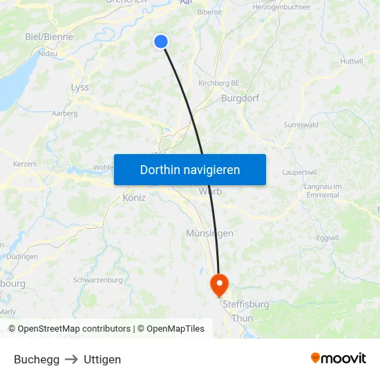 Buchegg to Uttigen map