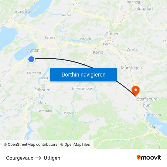 Courgevaux to Uttigen map