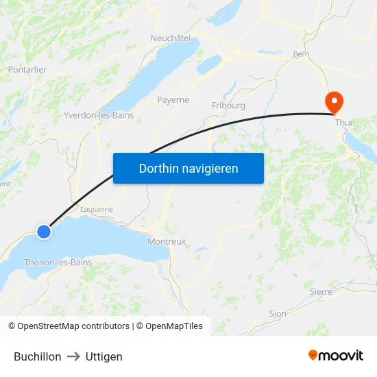 Buchillon to Uttigen map