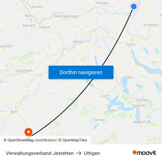 Verwaltungsverband Jestetten to Uttigen map