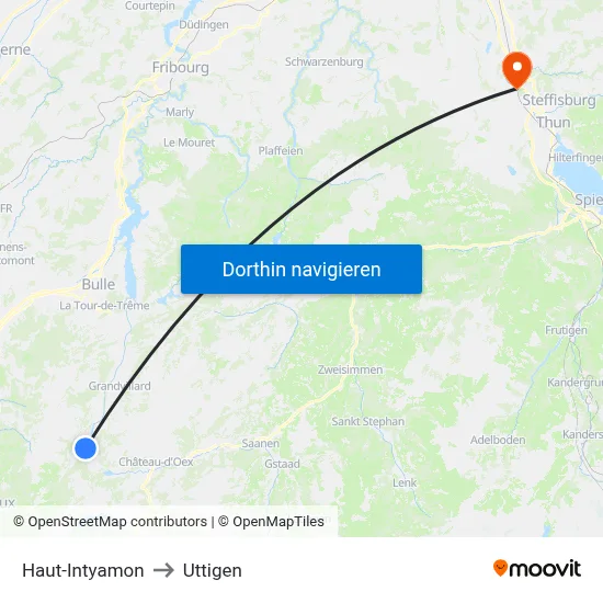Haut-Intyamon to Uttigen map