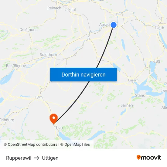 Rupperswil to Uttigen map