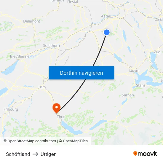 Schöftland to Uttigen map