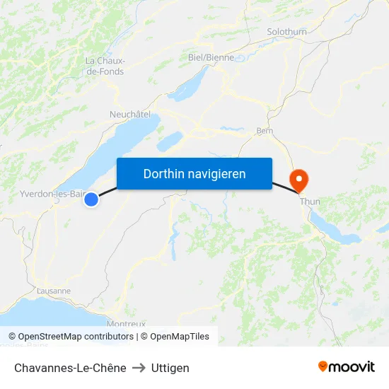 Chavannes-Le-Chêne to Uttigen map