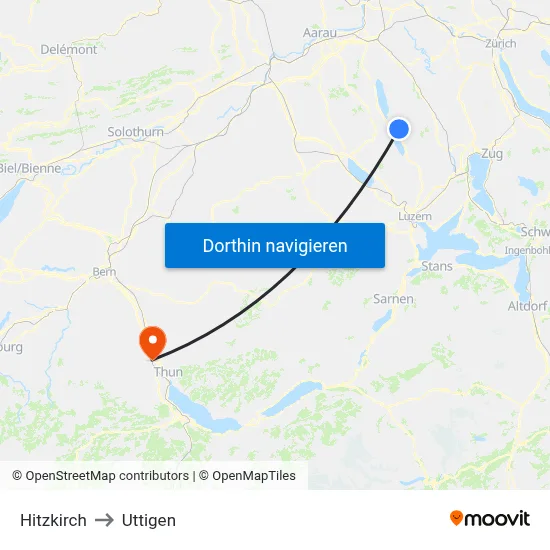 Hitzkirch to Uttigen map
