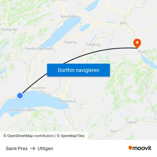 Saint-Prex to Uttigen map