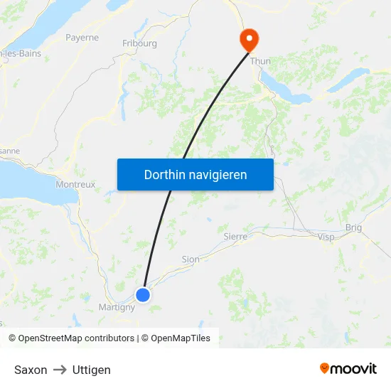 Saxon to Uttigen map