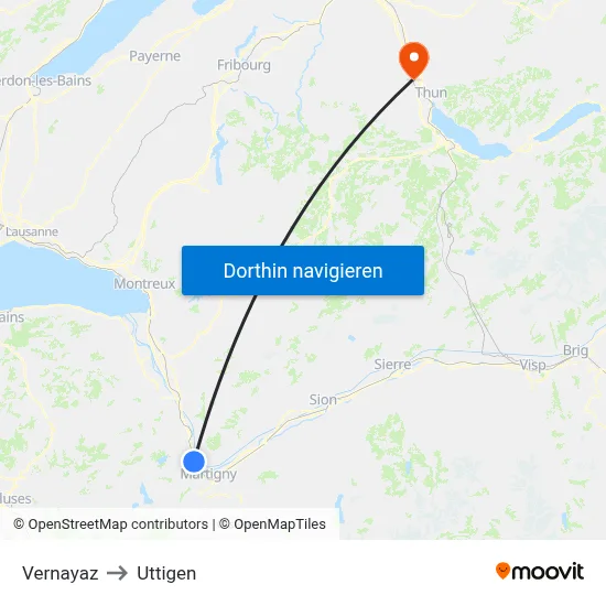 Vernayaz to Uttigen map