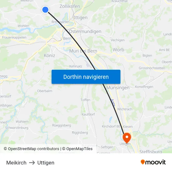 Meikirch to Uttigen map