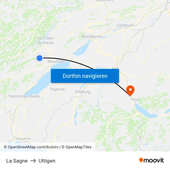 La Sagne to Uttigen map