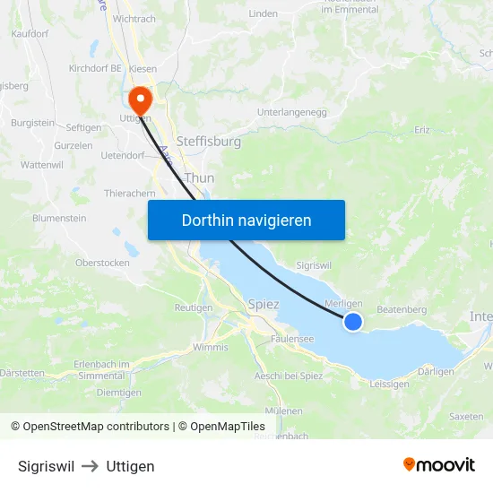 Sigriswil to Uttigen map