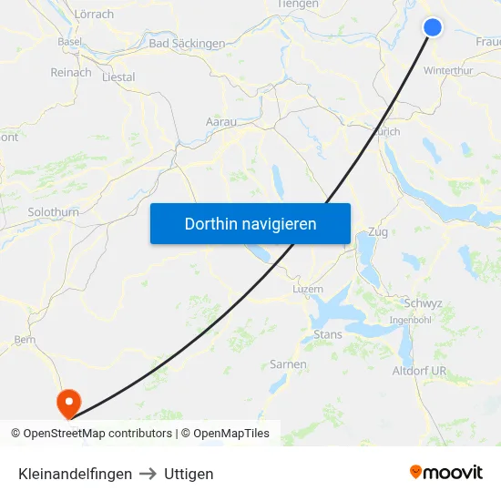 Kleinandelfingen to Uttigen map