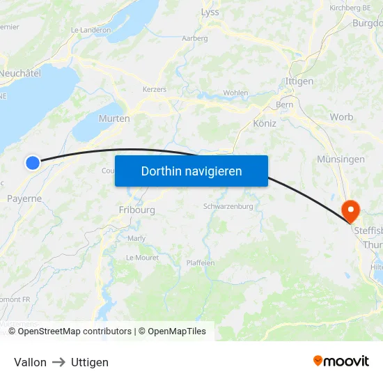 Vallon to Uttigen map