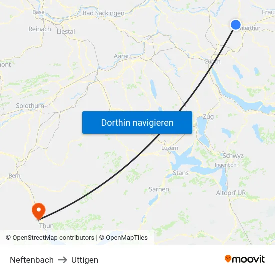 Neftenbach to Uttigen map