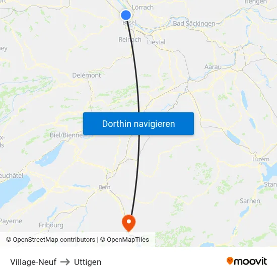 Village-Neuf to Uttigen map