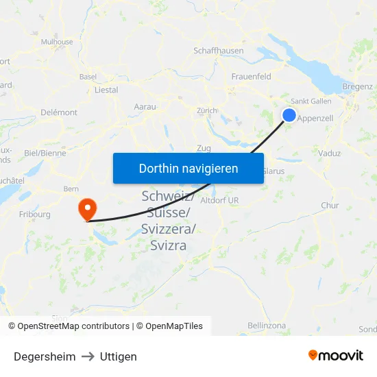 Degersheim to Uttigen map