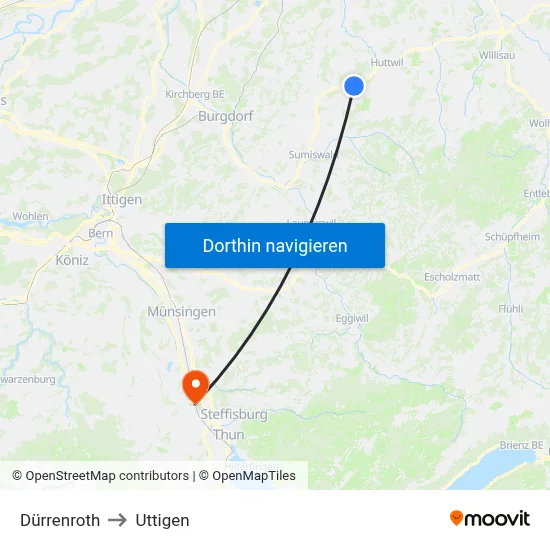 Dürrenroth to Uttigen map