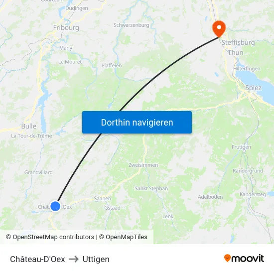 Château-D'Oex to Uttigen map