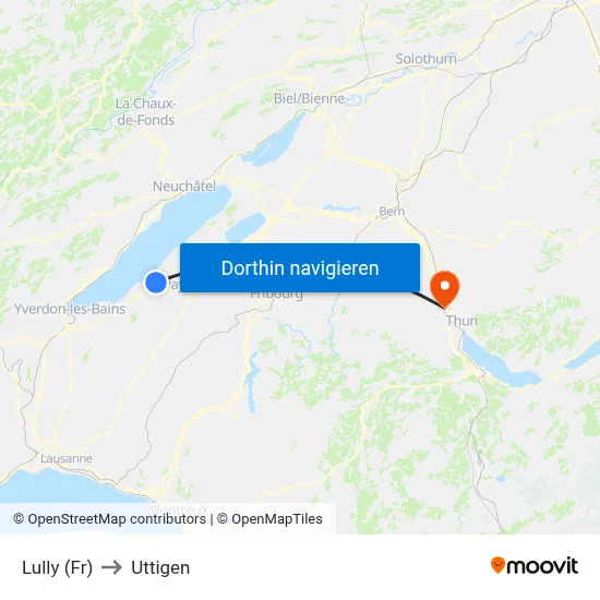 Lully (Fr) to Uttigen map