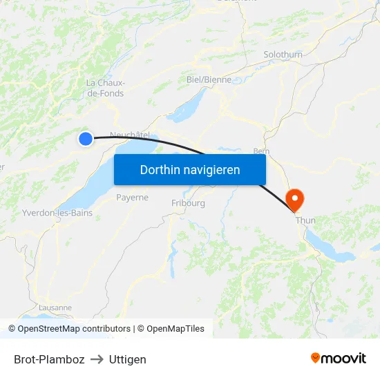 Brot-Plamboz to Uttigen map