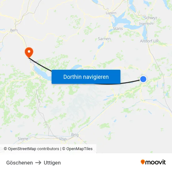 Göschenen to Uttigen map
